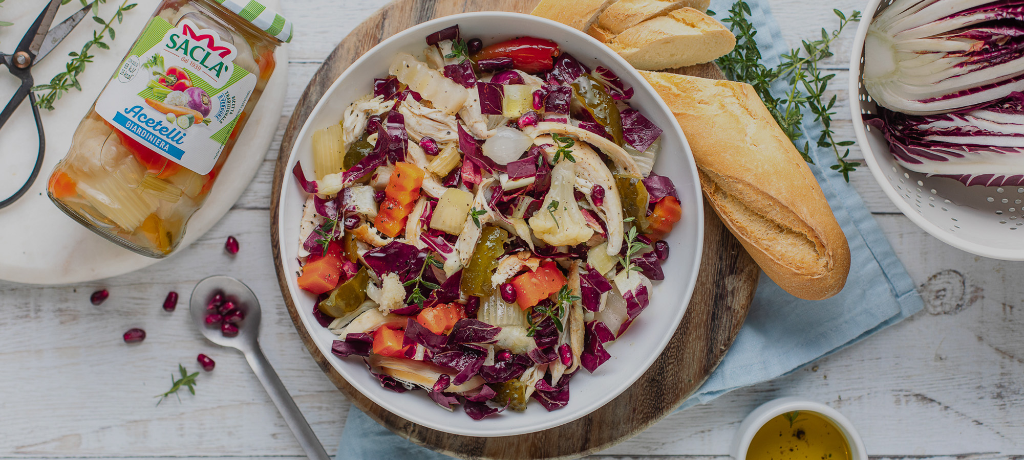 Insalata invernale di pollo arrosto, Giardiniera e radicchio rosso