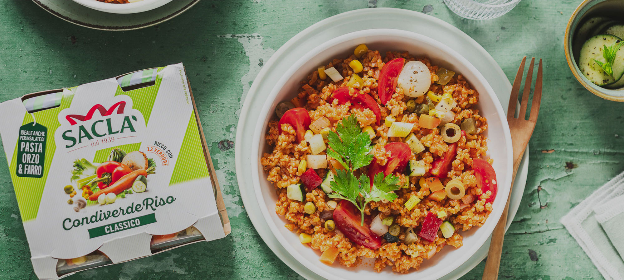 Insalata di bulgur al pomodoro e paprika con condiverde riso classico