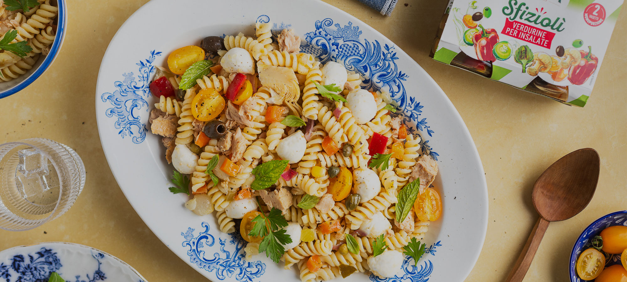 Pasta fredda alla mediterranea con verdurine duo sfiziolì